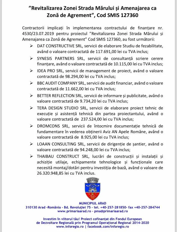 Zona mărului „revitalizată” | un alt proiect prin care s-au sifonat milioane și s-a construit nimic 25 contractori zona agrement marului arad