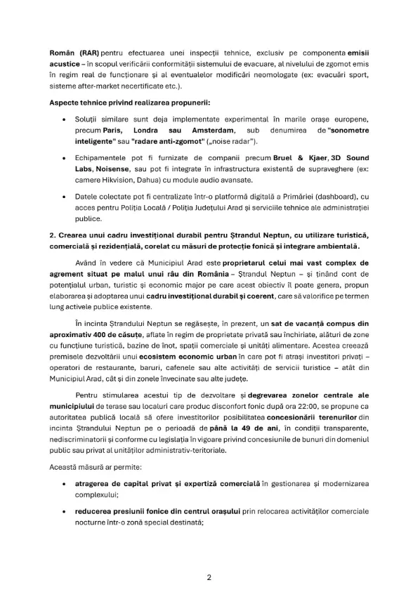 Leontin aslău - listă de propuneri după dezbaterea privind „planul de acțiune pentru gestionarea zgomotului în municipiul arad” 3 lista2
