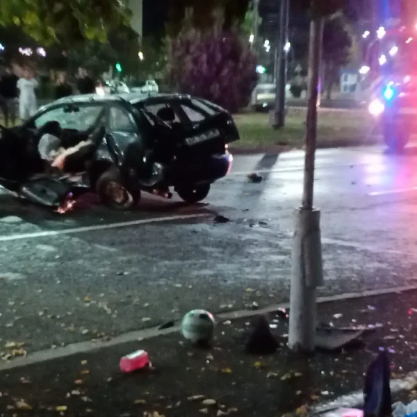 Accident nocturn lângă gara cfr | o mașină a intrat într-un copac și s-a făcut „fier vechi” | cele două victime au scăpat relativ ușor 5 accident gara 3