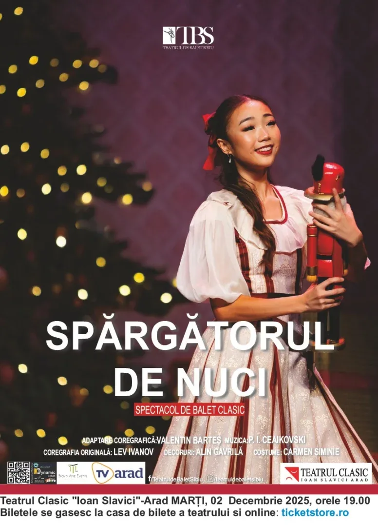 Producție a teatrului de balet sibiu | spectacolul de balet clasic „spărgătorul de nuci", în premieră pe scena teatrului „ioan slavici" din arad 2 afiș_spargatorul de nuci_arad