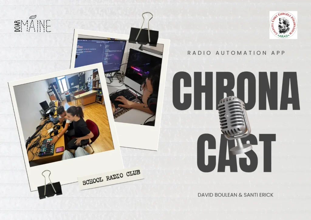Doi elevi arădeni prezintă proiectul chronacast la „<19 shape your world! ”, în budapesta 4 chronacast
