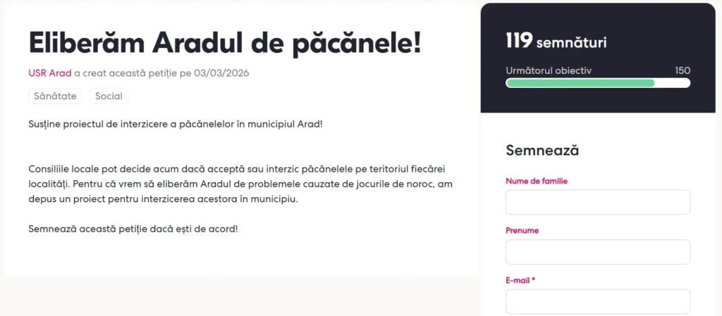 Jocurile de noroc în municipiul arad, între petiții pro și contra 3 screenshot 2026 03 09 090359