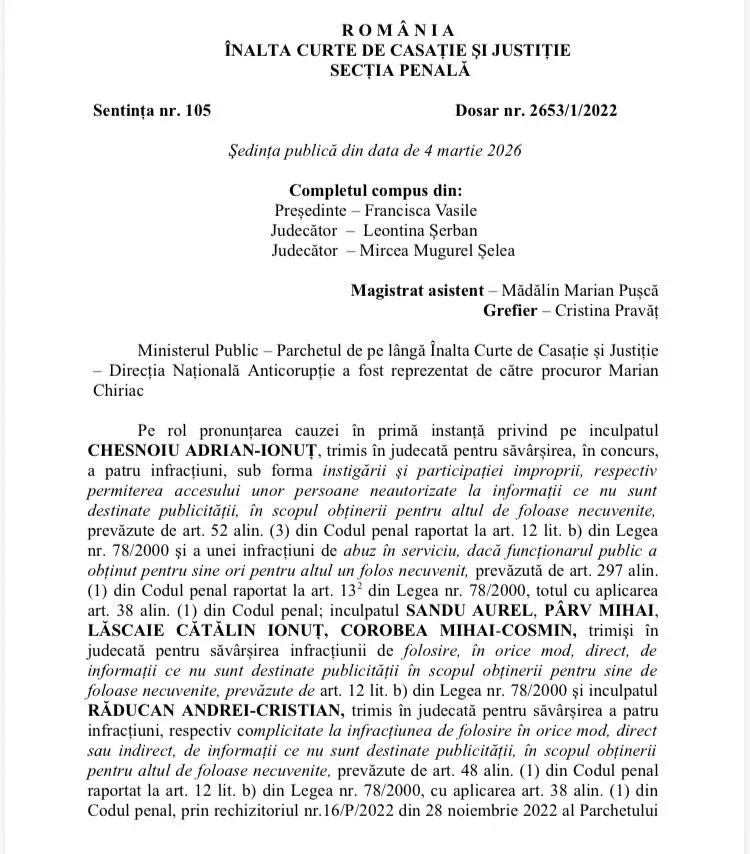sentinta nr.105 din 04 martie 2026 iccj parv mihai1