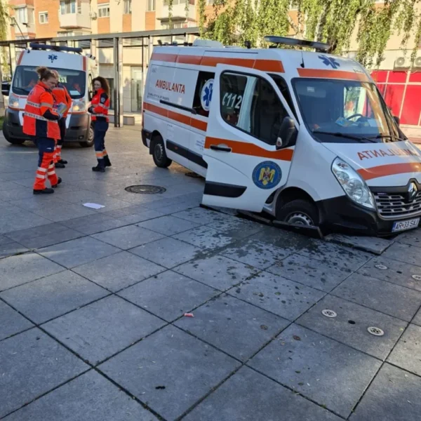 ambulanța a căzut într-o nouă