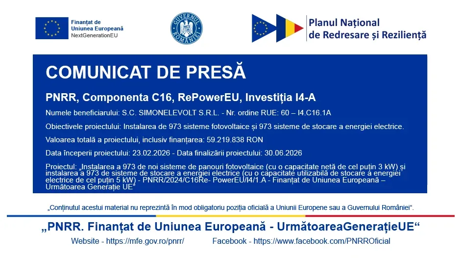S. C. Simonelevolt s. R. L | anunț privind finalizarea proiectului 1 anunt simonelevolt