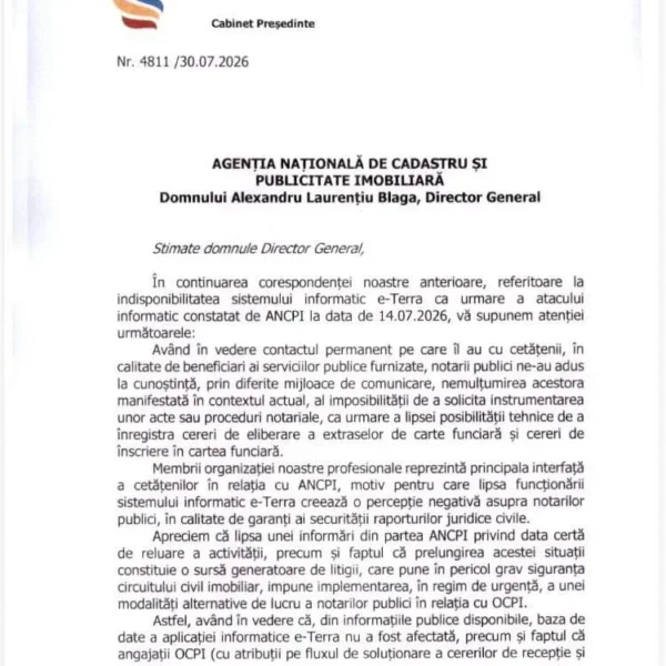 Notarii cer deblocarea urgentă a serviciilor de cadastru | colegiul geodezilor din românia solicită intervenția imediată a autorităților 2 adresa ancpi 1