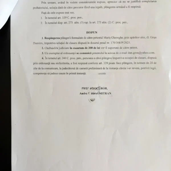 Disperarea unui tată | moartea lui lucian mariș din șiria - un „banal accident” sau o crimă interlopă acoperită de autorități? (1) 33 ordonanta respingere 27.04.2026 2