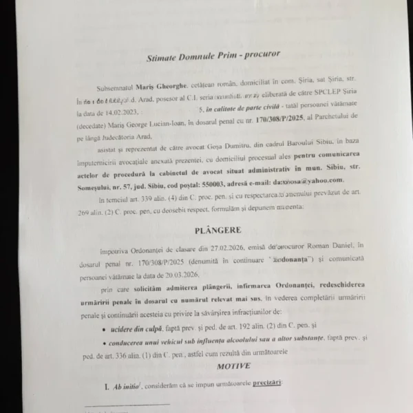 Disperarea unui tată | moartea lui lucian mariș din șiria - un „banal accident” sau o crimă interlopă acoperită de autorități? (1) 22 plangere gosa1