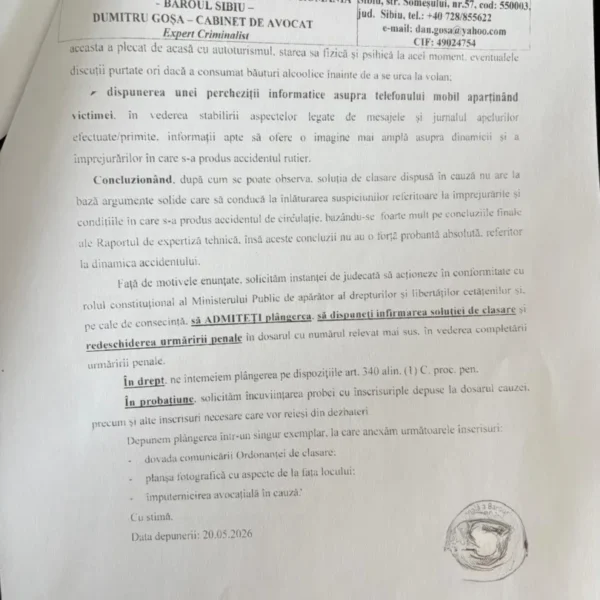 Disperarea unui tată | moartea lui lucian mariș din șiria - un „banal accident” sau o crimă interlopă acoperită de autorități? (1) 42 plangere iup10