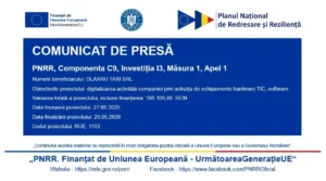 OLAARU TAXI SRL | Anunț privind începerea proiectului cu titlul: „DIGITALIZARE ACTIVITATI OLAARU TAXI SRL”