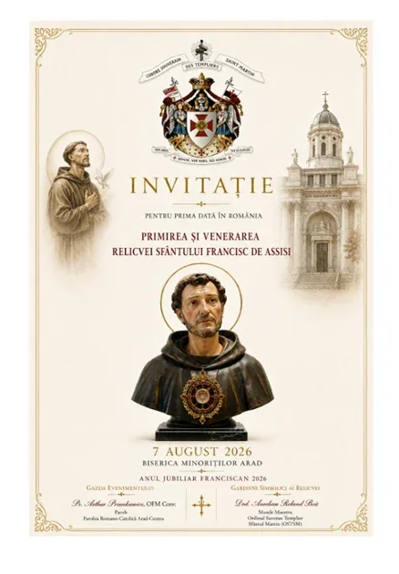 Relicva sfântului francisc de assisi poposește spre venerare, pe 7 august, la arad 2 sf.francisc