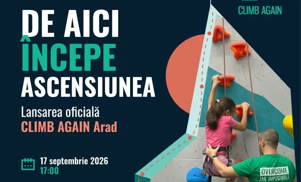 Climb Again deschide oficial centrul din Arad | Terapia prin escaladă, mai aproape de copiii și tinerii cu dizabilități din regiune