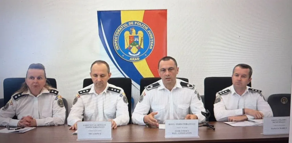 IPJ ARAD | Analiza activității în primele 8 luni ale anului 2026 | „Pericolul” în municipiu nu este monitorizat neapărat pe zone, ci pe zile și ore de vârf | Scăderi la toate faptele de furt, din categoria infracționalității stradale | Trend crescător la loviri sau alte violențe